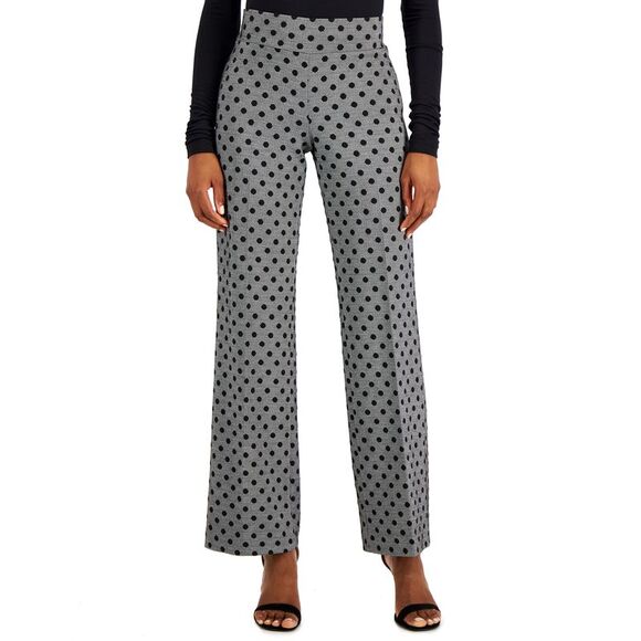Petite Dot Herringbone Wide-Leg Pants - Picture 1 of 1